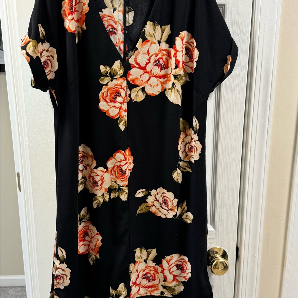 ANDEAWY Floral Black Dress